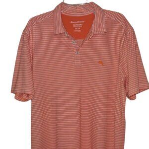 Tommy Bahama IslandZone Marina Marlin Polo Shirt Mens XL Orange Striped Pullover